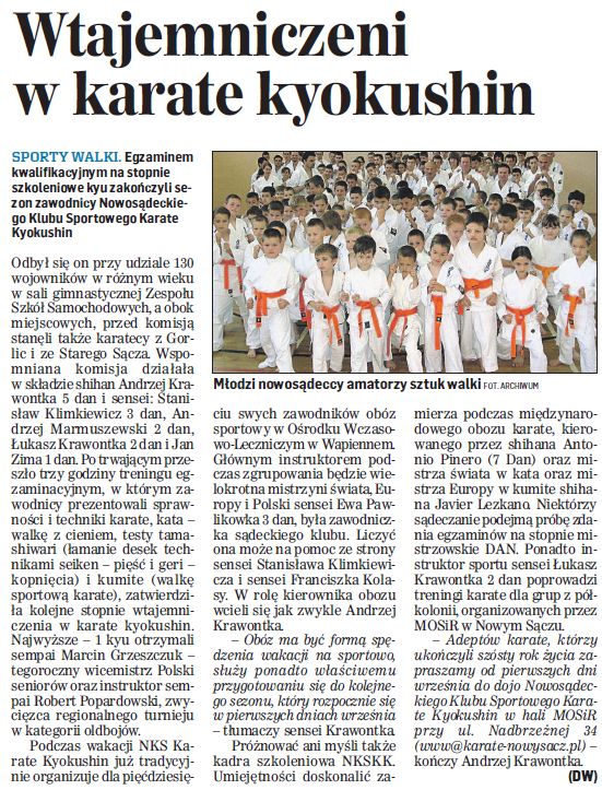 Wtajemniczeni w karate kyokushin - Dziennik Polski 18.06.2011r.